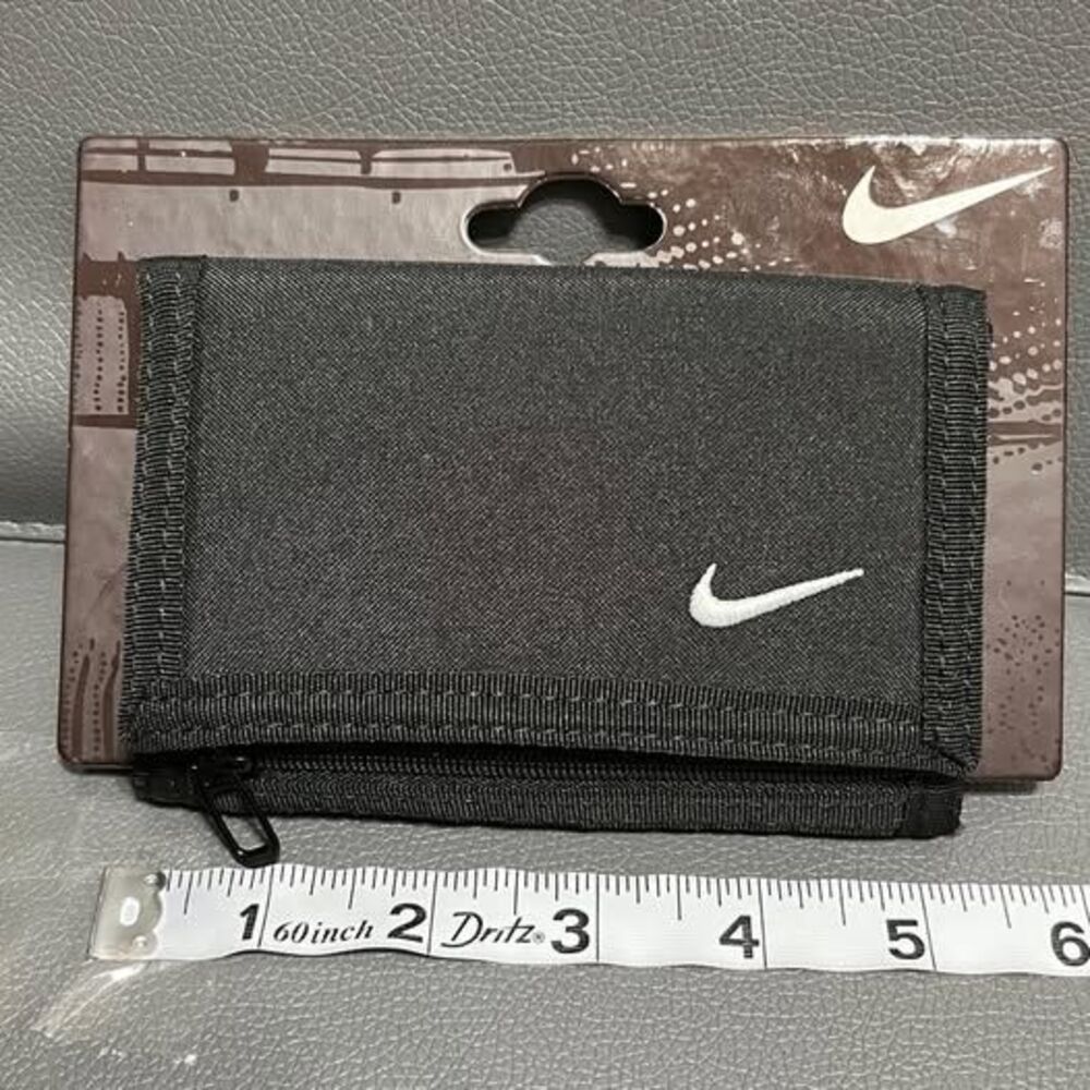 Nike Black Trifold Wallet Black with White Swoosh